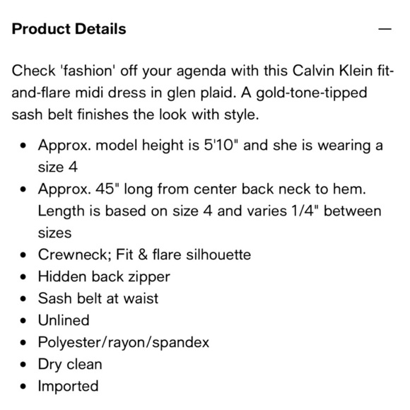 Calvin Klein Gray Fit + Flare ‘Glen’ Plaid Belted Midi Dress, Size 4 - Picture 4 of 7